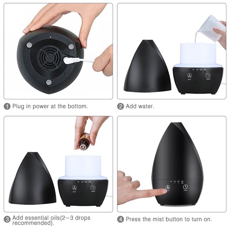 Zuhause Tragbare Ultraschallluftbefeuchter Essential Oil Diffuser mit Nachtlicht für Schlafzimmer