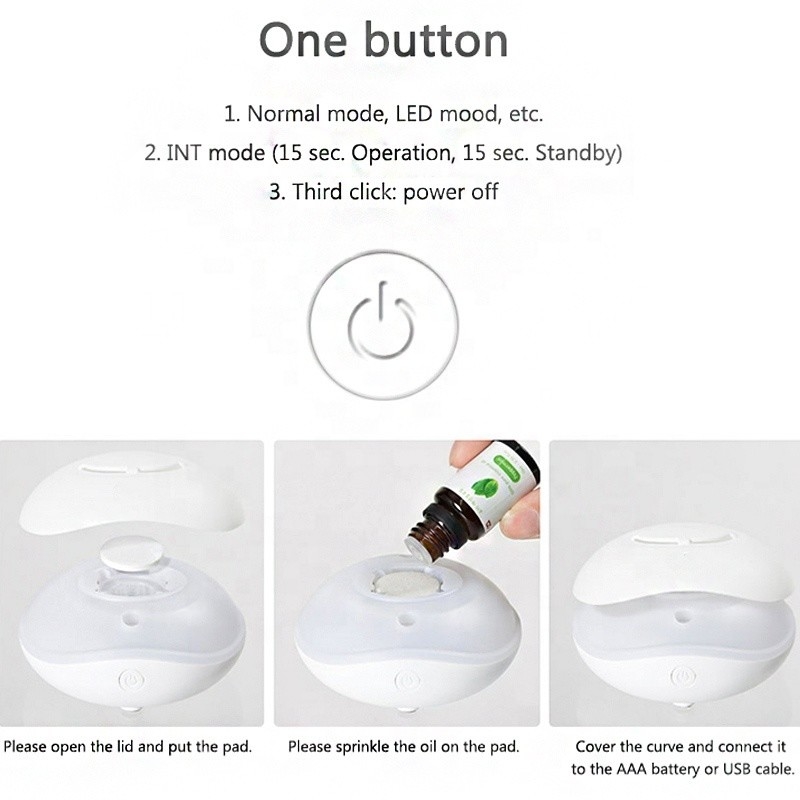 Portable USB-Ladediffuser 7 Farben Lichter Ultraschallluft Aromatherapie Wasserloses ätherisches Öl Diffuser